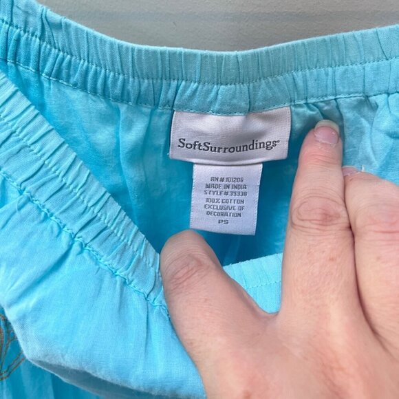 Soft Surroundings Aqua Blue & Gold Maxi Skirt Size PS - Picture 3 of 5